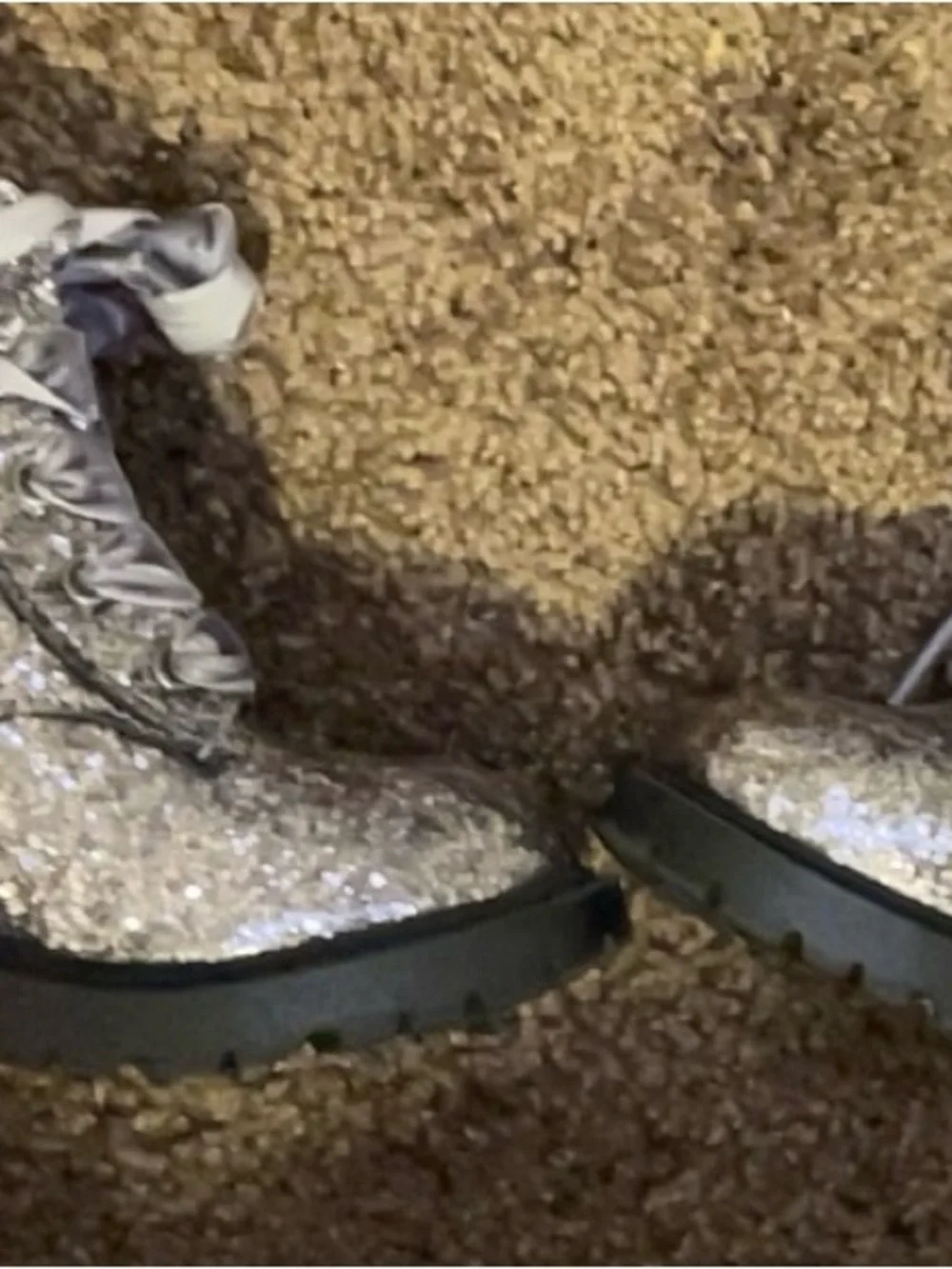 Girls' Silver Glitter Lace-Up Ankle Boots - Toddler Girls